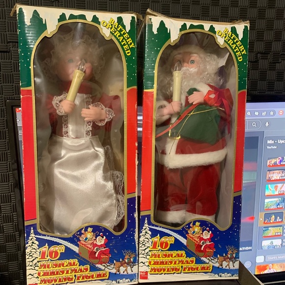 Vintage 16” Mr & Ms Claus by B&D Musical Moving Figures in Oem Boxes - Picture 1 of 13